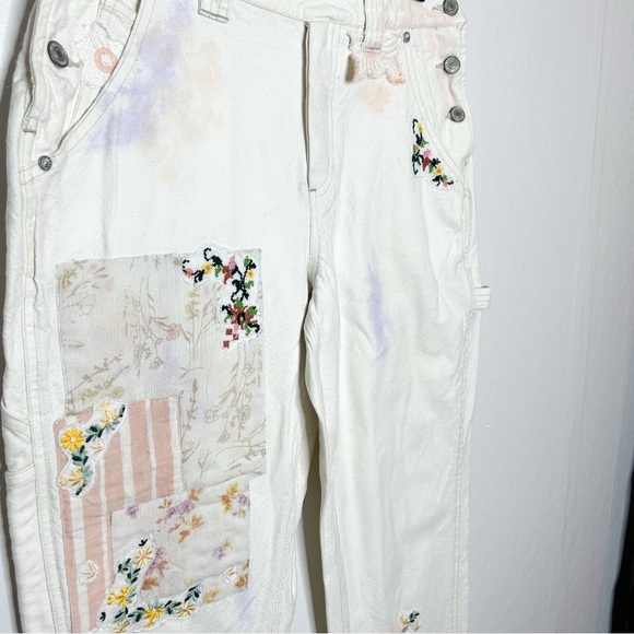 WE THE FREE Free People Love Alive Boyfriend Jeans Patchwork Dye Carpenter Pants - Picture 8 of 13